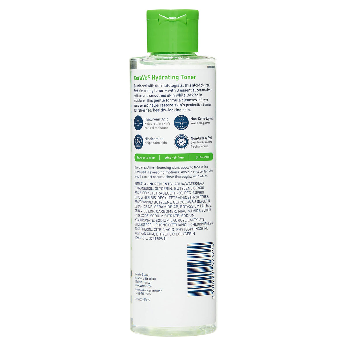 CeraVe Hydrating Toner for Face Non-Alcoholic with Hyaluronic Acid, Niacinamide, and Ceramides for Sensitive Dry Skin, Fragrance-Free Non Comedogenic, Full Size, 6.8 Fl Oz CeraVe