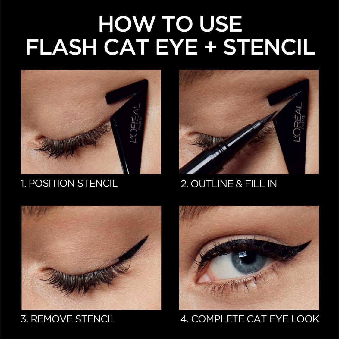 L'Oreal Paris Makeup Infallible Flash Cat Eye Waterproof Liquid Eyeliner, Black, 0.44 oz. L'Oreal Paris
