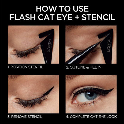 L'Oreal Paris Makeup Infallible Flash Cat Eye Waterproof Liquid Eyeliner, Black, 0.44 oz. L'Oreal Paris