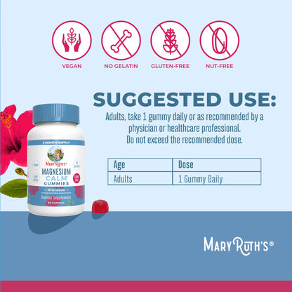MaryRuth Organics Calm Magnesium Citrate Gummies | 2 Month Supply | Sugar Free | Magnesium Supplement for Adults MARYRUTH'S