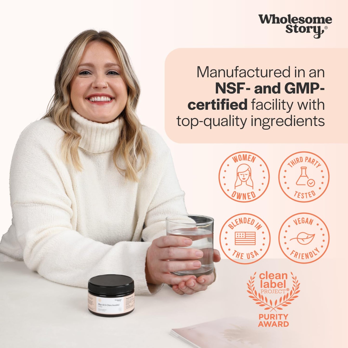 Wholesome Story Myo-Inositol & D-Chiro Inositol Supplement for Women | Fertility Supplements for Hormonal Balance & Ovarian Health Support | Myoinositol | Ideal 40:1 Ratio | 30 Servings