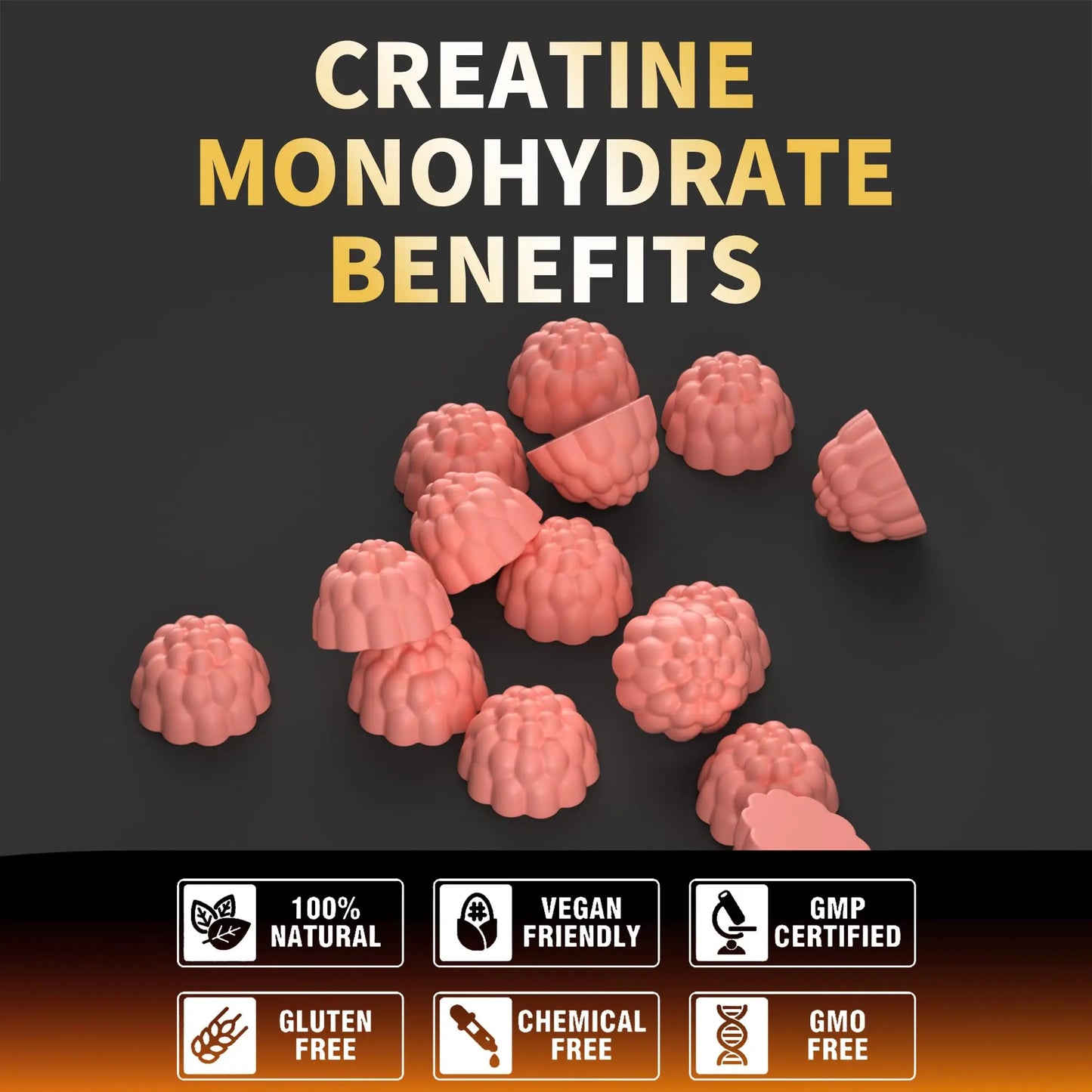 Nutravita NSF Certified Creatine Gummy - Creatine Monohydrate Gummies for Men & Women-5g of Creatine Monohydrate per Serving - Sugar Free, Nutravita