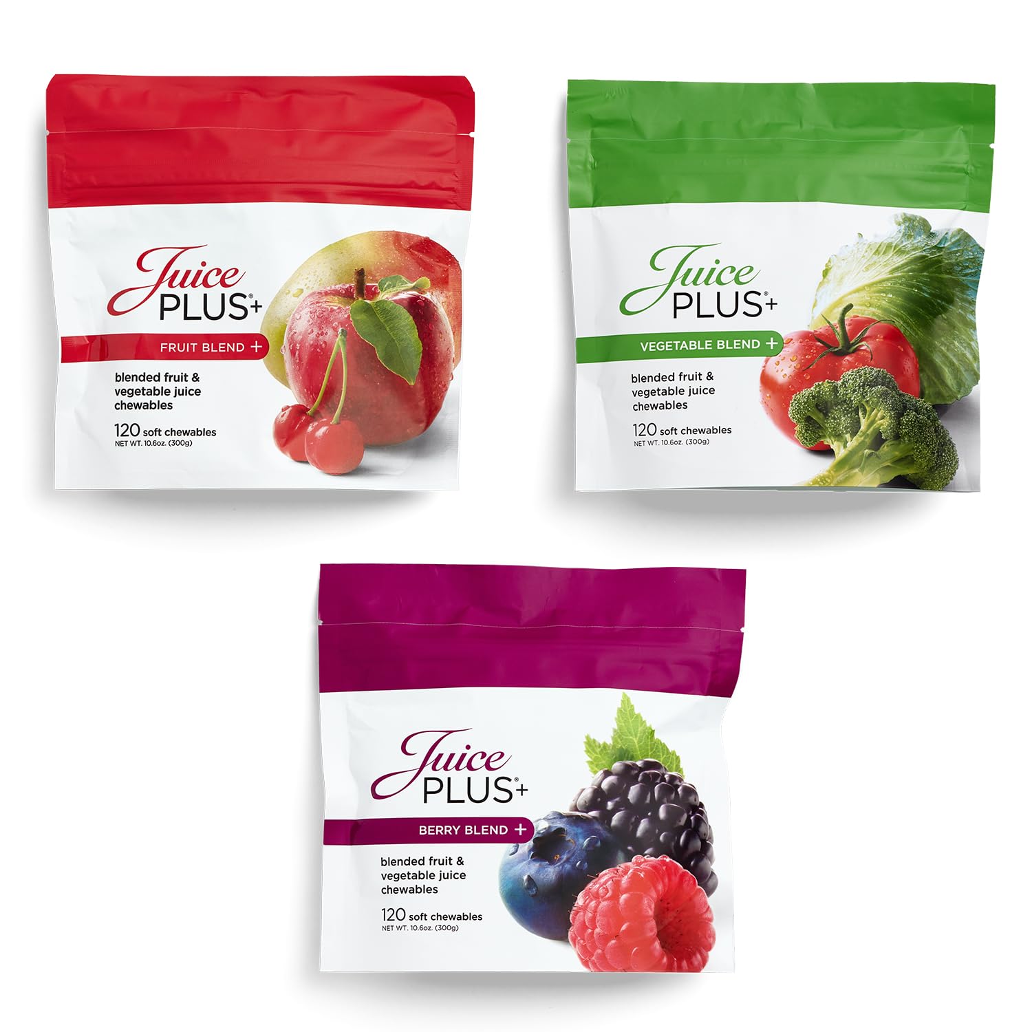 Juice Plus+ Fruit, Vegetable & Berry Blend Soft Chews (Chewables) - 30 Plant-Based Ingredients! Vegan Gummies for Kids & Adults - Gluten-Free, Non-GMO, No HFCS - Prepacked 3 Pouches (30 Chews Each) Juice Plus+ buy australia supplements