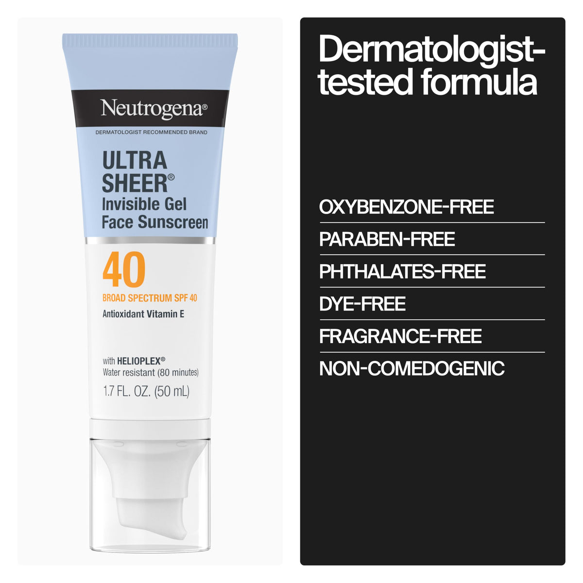 Neutrogena Ultra Sheer Invisible Gel Face Sunscreen, SPF 40, 1.7 oz Neutrogena