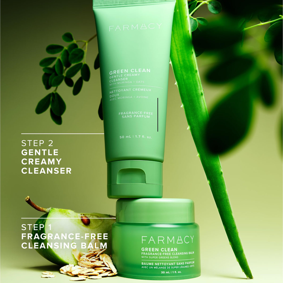 Farmacy Gentle Double Cleanse Skincare Gift Set - Fragrance-Free Gentle Creamy Face Cleanser & Makeup Remover Cleansing Balm - Melts Away Makeup & Helps Promote Healthy Skin (2 Count) Farmacy