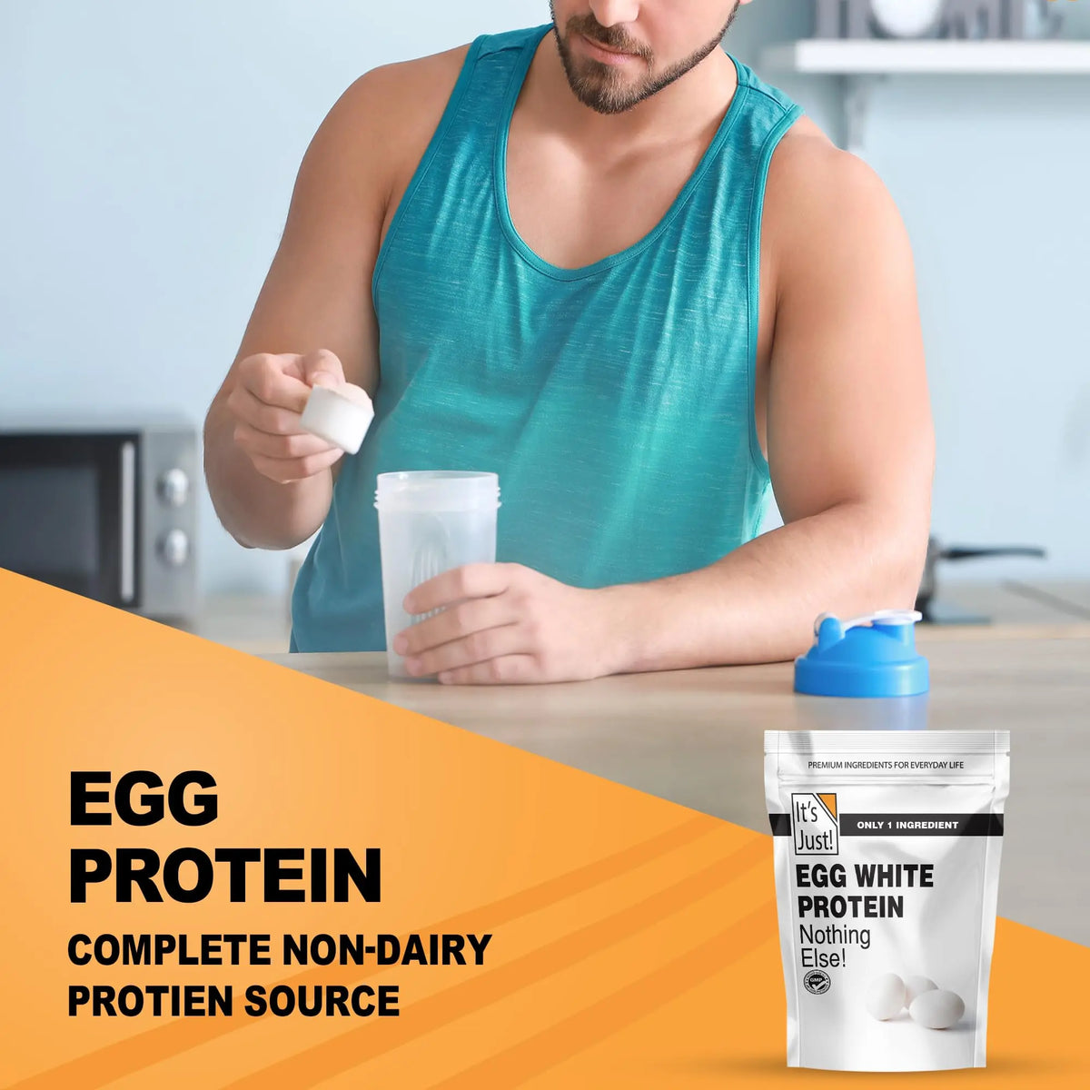 It's Just! - Egg White Protein Powder, Made in USA from Cage-Free Eggs, Dried Egg Whites (Unflavored, 8oz) It's Just!
