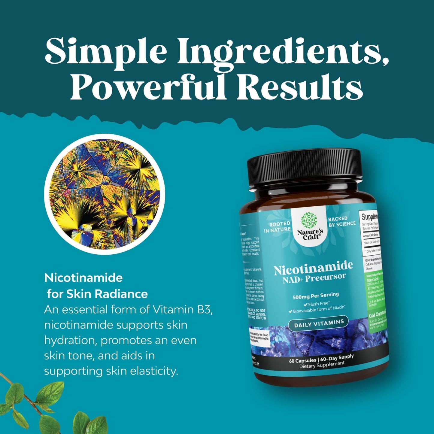 Vitamin B3 Niacinamide 500mg Capsules - Mitochondrial Energy and Potent Skin Supplement - Vitamin B3 Niacin Flush Free and Nicotinamide 500mg - Flush Free Niacin Supplement - 60 Count Gsupps Australia