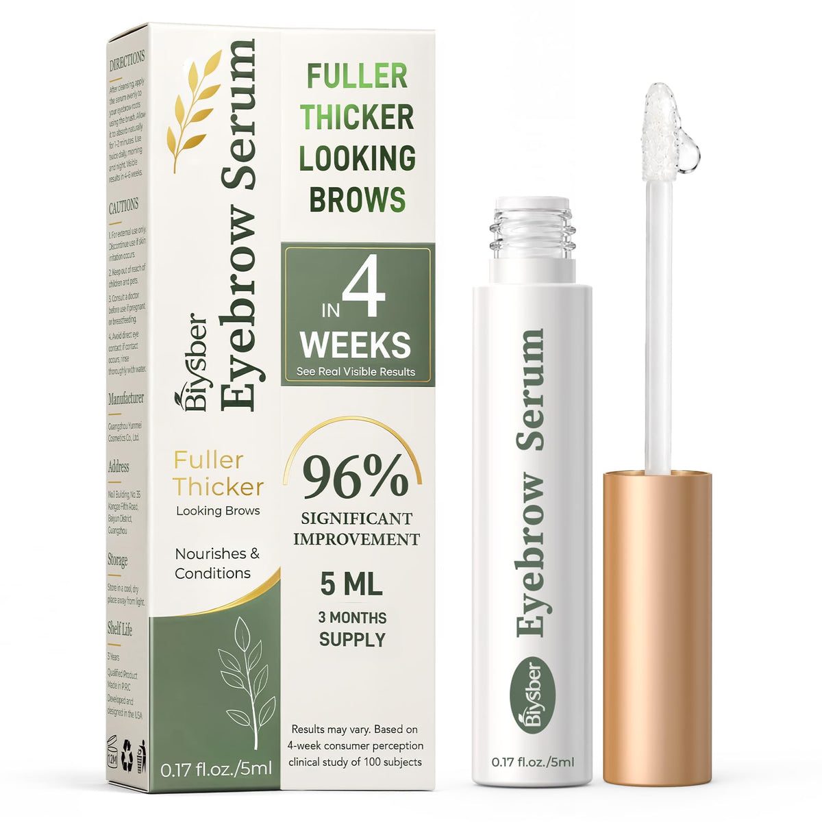 BIYSBER Eyebrow Growth Enhaning Serum with Peptide & Hyaluronic Acid, 5 mL BIYSBER