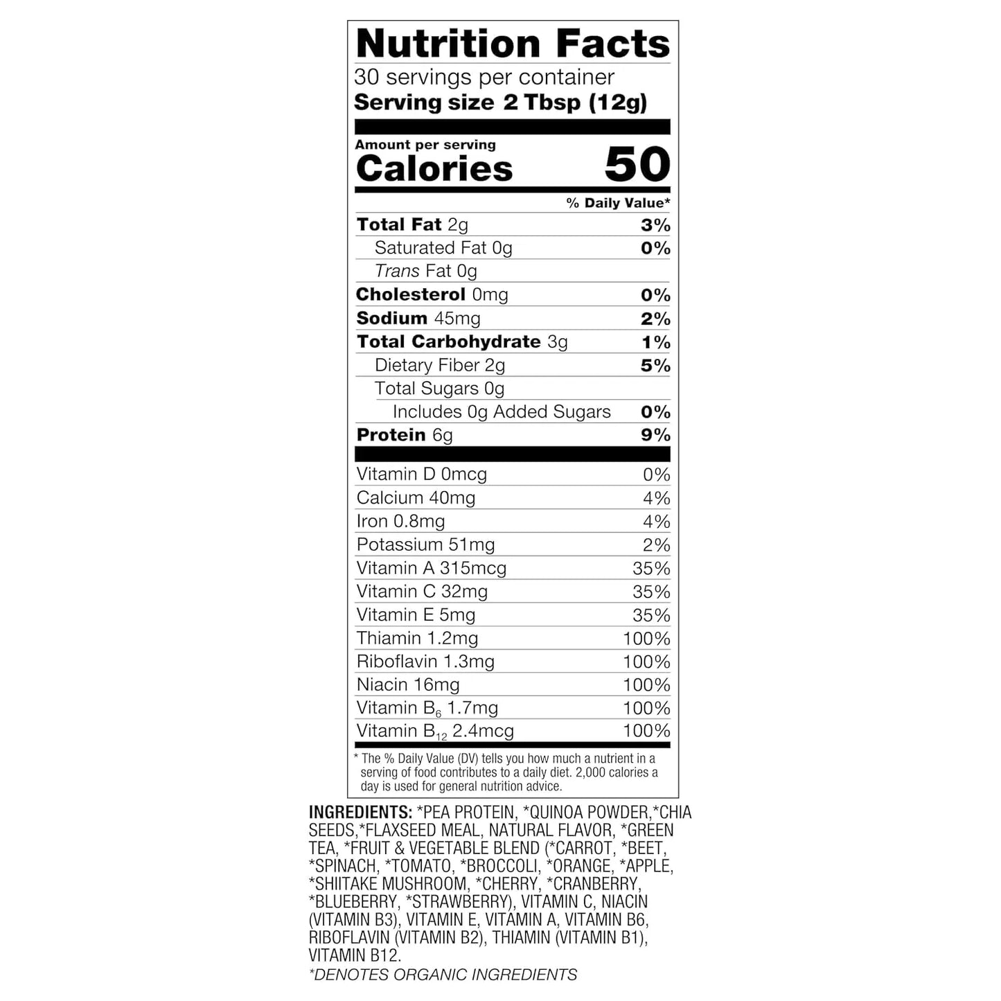 BetterBody Foods Organic Superfood Powder with Protein, Vitamins C, E, and B12 (12.7 oz.) BetterBody Foods