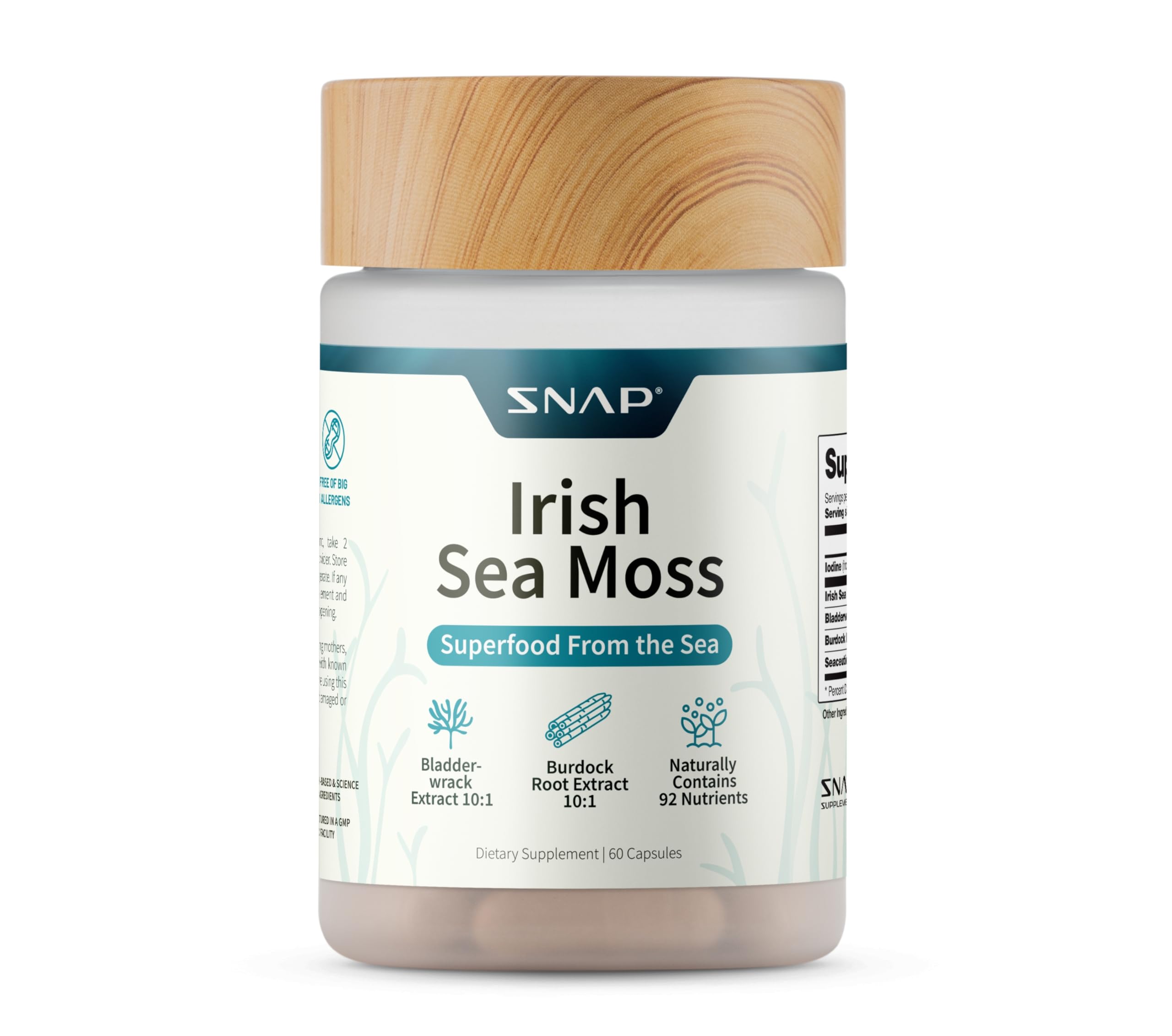 Snap Supplements Irish Sea Moss with Bladderwrack, Burdock Root & Iodine – Natural Sea Moss Supplement to Support Gut Health, Energy & Healthy-Looking Skin, 60 Vegan Capsules (1 Month Supply) Snap Supplements buy australia supplements