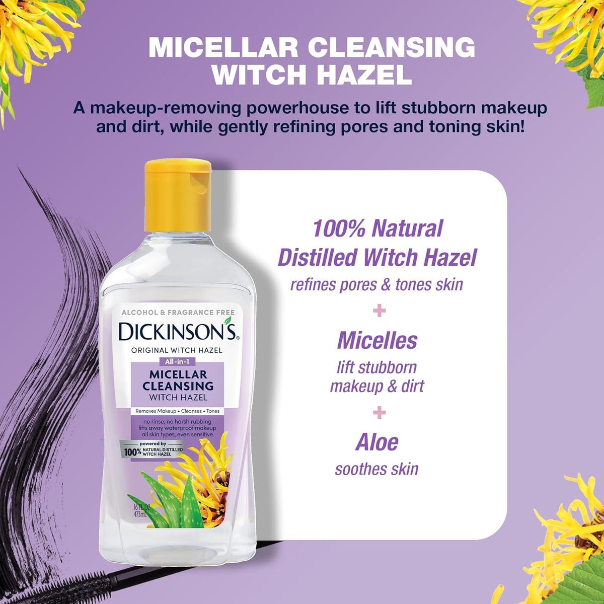 Dickinson's Micellar Cleansing Witch Hazel with Aloe | 16 Oz Dickinson's