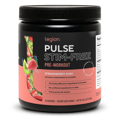 LEGION Pulse Pre Workout Supplement - All Natural Nitric Oxide Preworkout Drink to Boost Energy, Creatine Free, Naturally Sweetened, Beta Alanine, Citrulline, Alpha GPC (Caffeine Free Blue Razz)