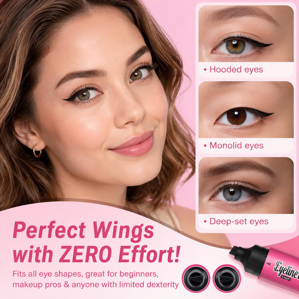 Winged Eyeliner Stamp Pen, Dual-Ended Rotating Eyeliner Stamp Wingliner Jutqut