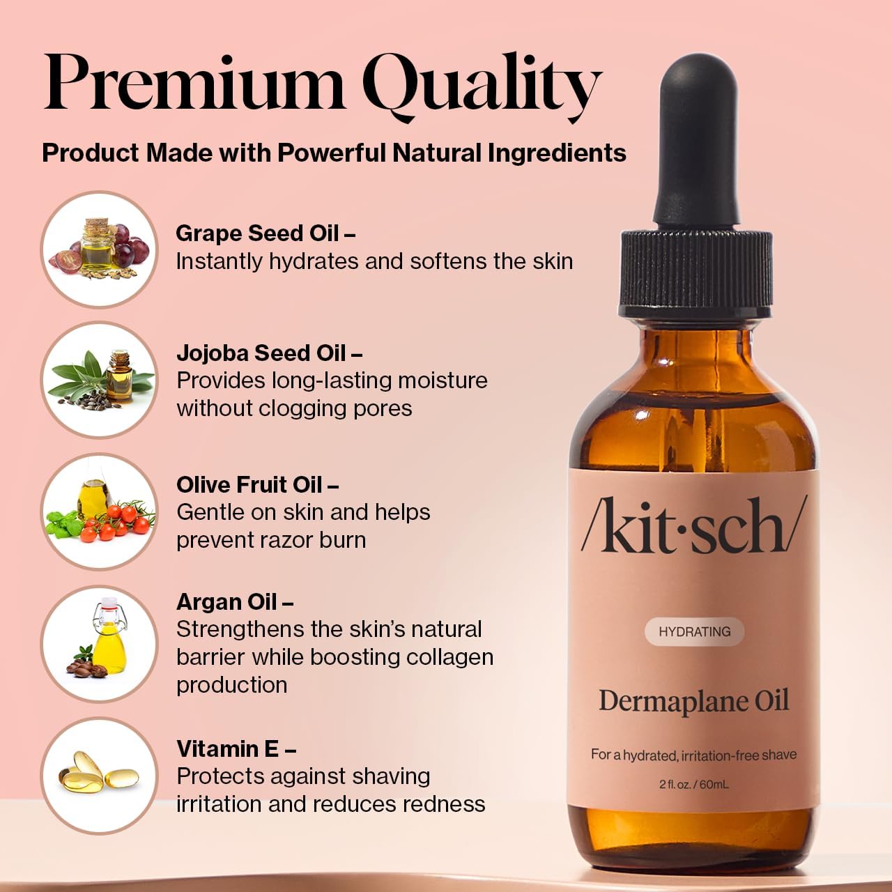 Kitsch Dermaplane Face Oil with Jojoba & Argan Oil – Hydrating Facial Formula for Dermaplaning Tool, Gua Sha & Razor Use Kitsch