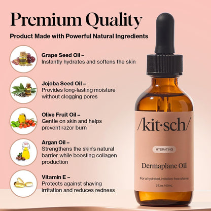 Kitsch Dermaplane Face Oil with Jojoba & Argan Oil – Hydrating Facial Formula for Dermaplaning Tool, Gua Sha & Razor Use Kitsch