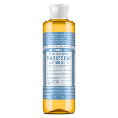 Dr. Bronner's Baby Unscented Pure-Castile Liquid Soap, No Fragrance, 8 oz Dr. Bronner's