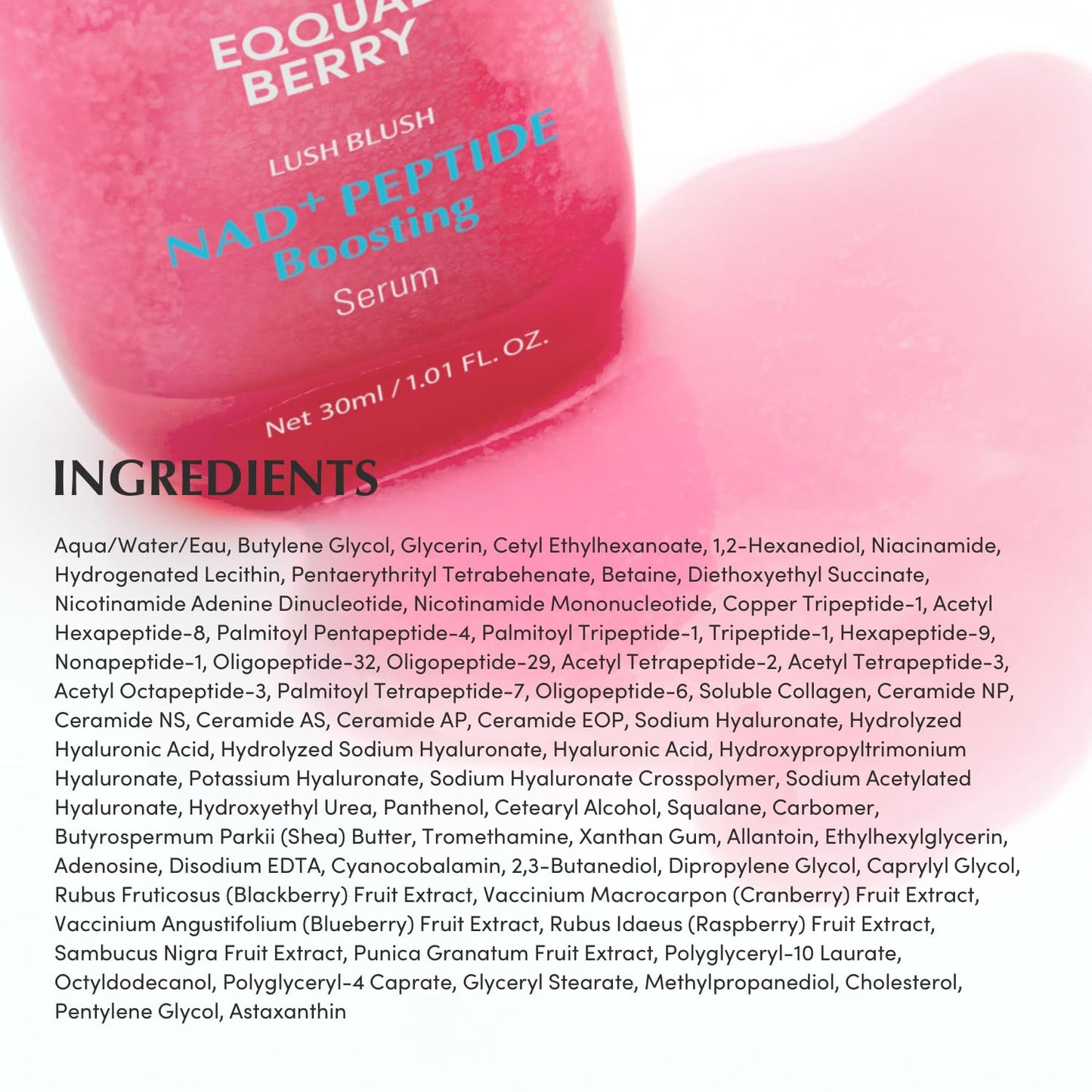 EQQUALBERRY NAD+ Peptide Boosting Serum – Niacinamide 2% + 14 Peptides + Vegan Collagen Anti-Aging Korean Skincare Face EQQUALBERRY