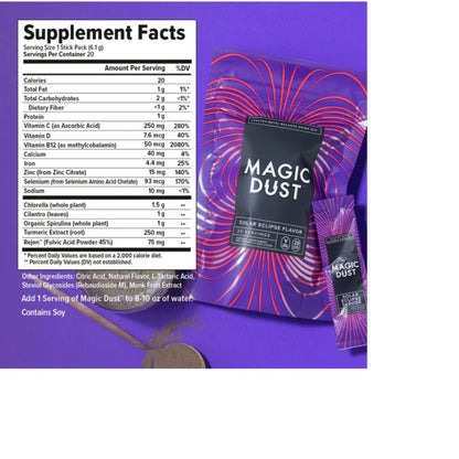 InnoSupps Magic Dust Super Greens Powder Drink Mix Packets with Chlorella Powder - Gut Health, Immune Support, & Energy Support - Vitamins & Mineral Supplement for Health, Solar Eclipse (20 Servings)