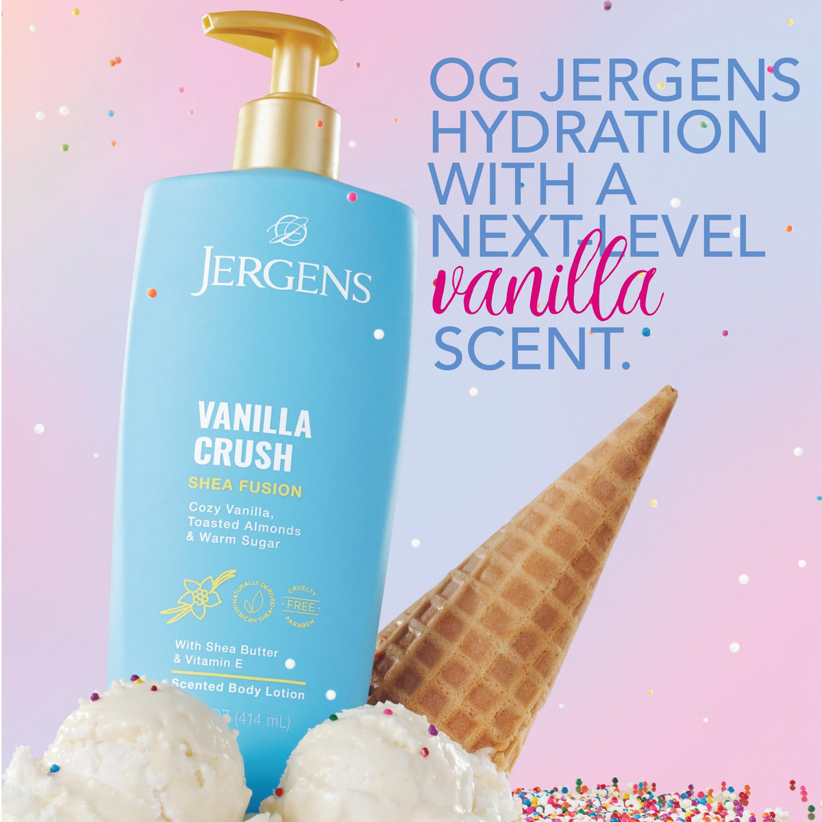 Jergens Shea Fusion Vanilla Crush Body Lotion, Dry Skin, 14 fl oz Jergens