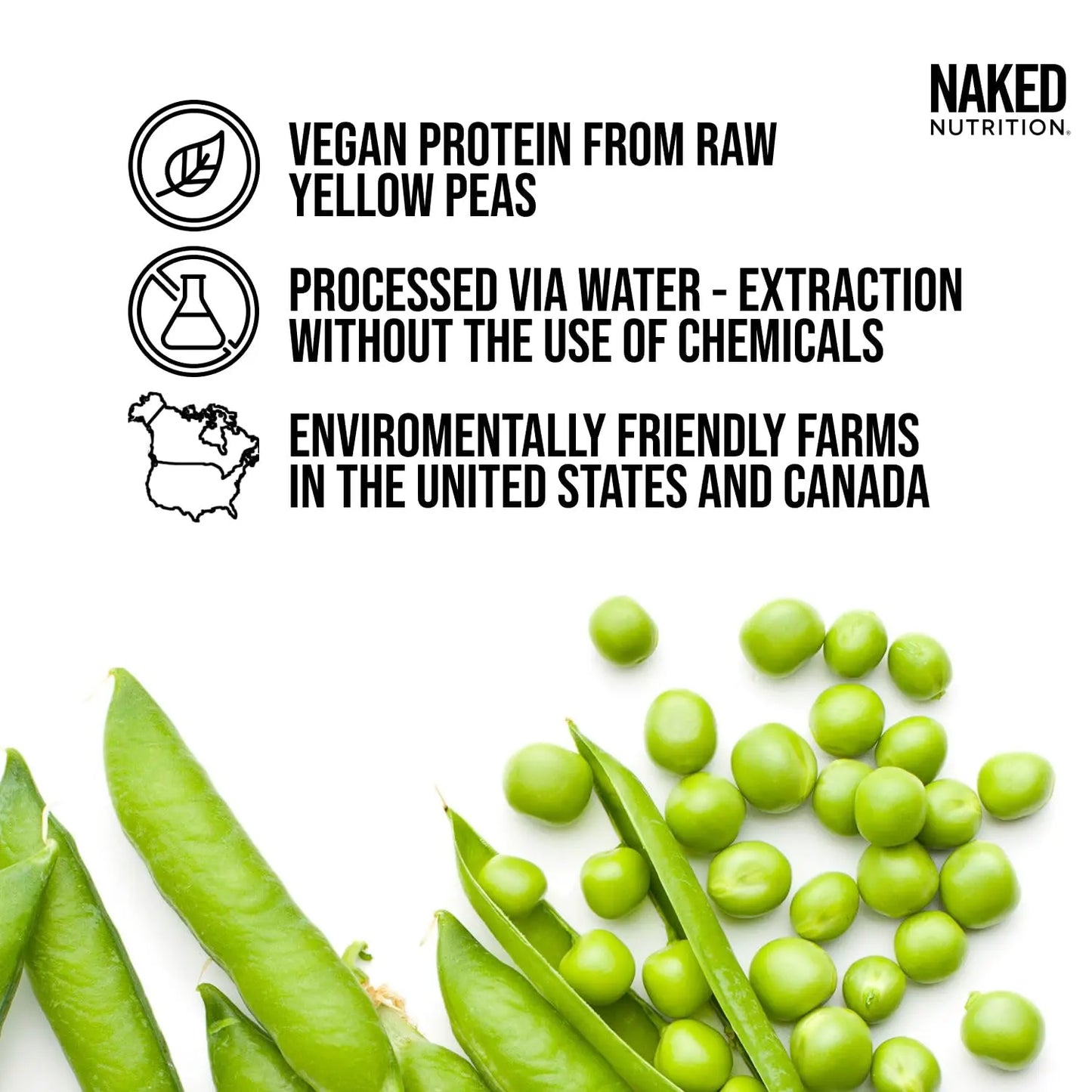 NAKED Pea - 5LB 100% Pea Protein Powder from North American Farms - Unflavored Vegan Pea Protein Isolate - NSF Certified, Plant Protein Powder, Easy to Digest - 76 Servings NAKED
