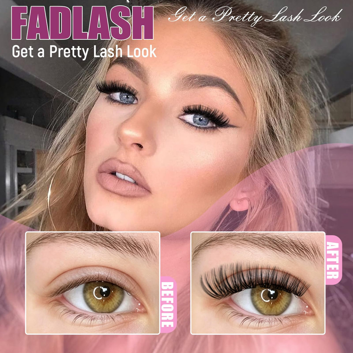 FADLASH DIY Lash Clusters Individual Eyeslash Extensions D Curl 280PCS Natural Eyelash Clusters Soft Band Wispy Volume Eyelash Extension for Beginners DIY at Home (40D-0.07-D, 8-16mm) FADLASH