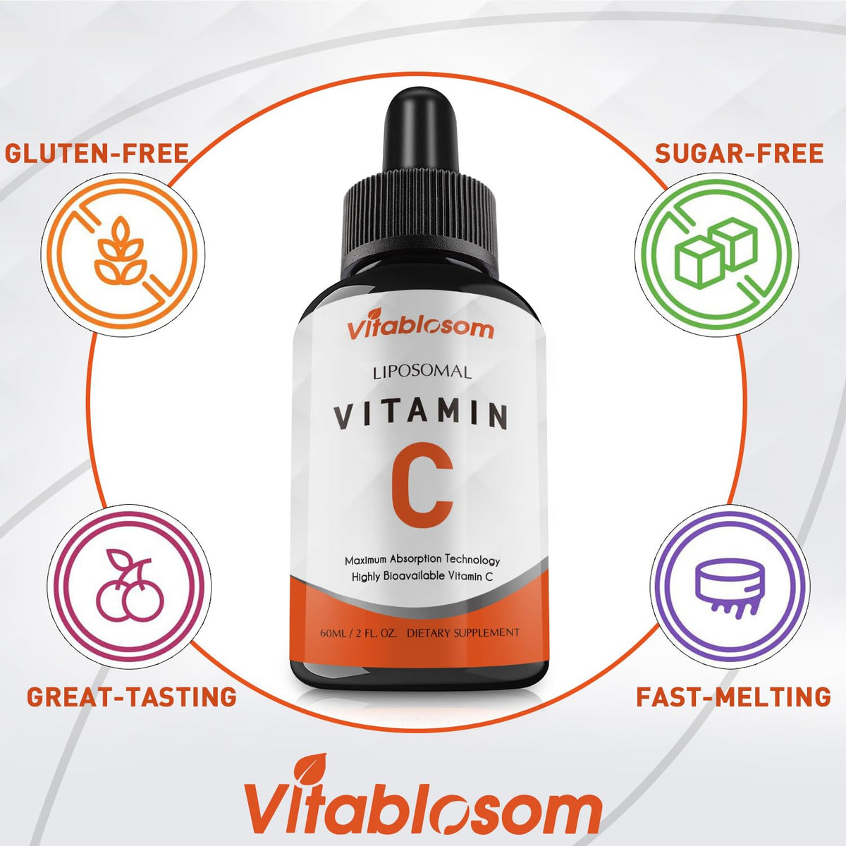 Vitablosom Liposomal Vitamin C 2000mg Liquid for Adults, High Absorption VIT C, Maximize Vitamin C, Immune System & Antioxidant Support, 60ML (2 Bottle) Vitablosom