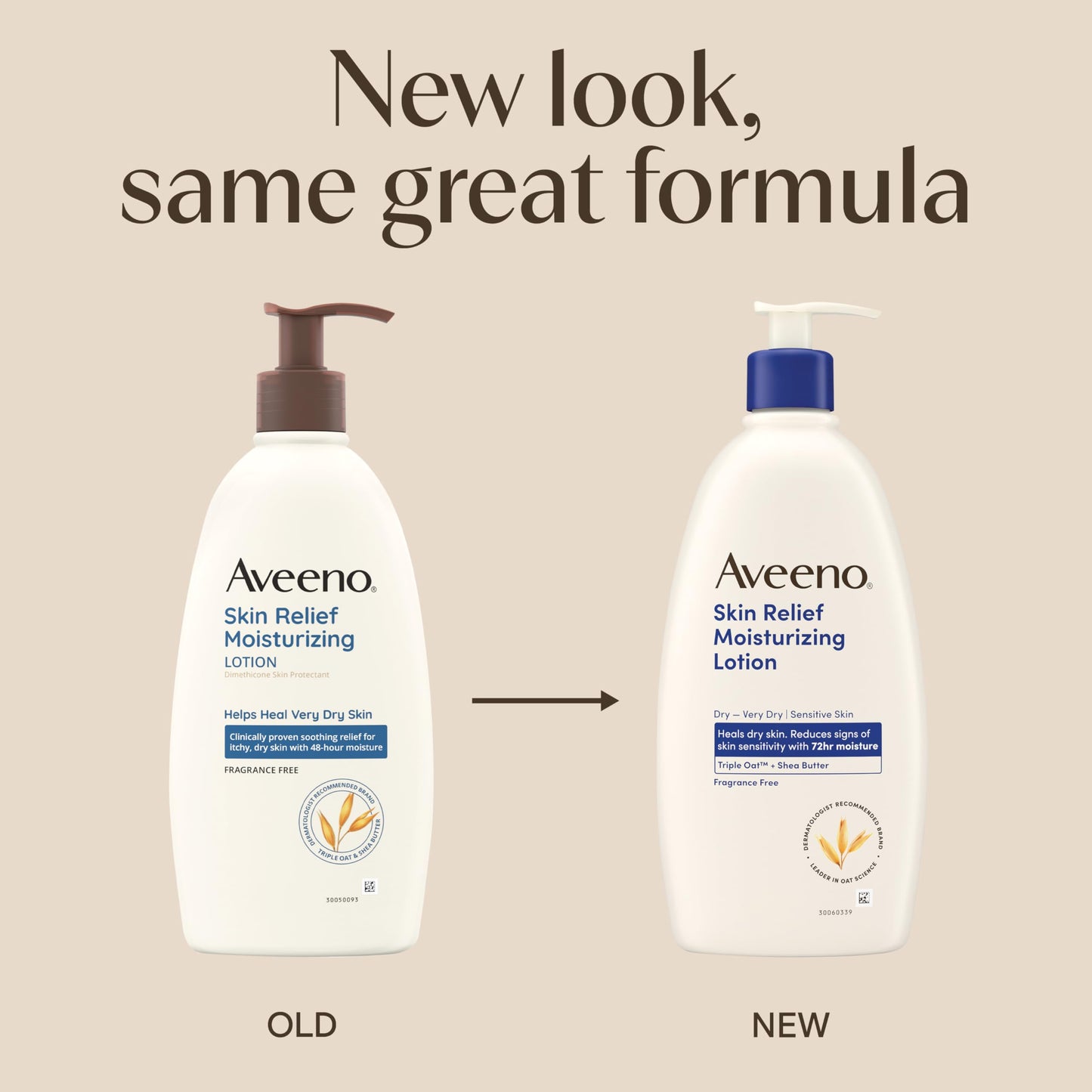 Aveeno Skin Relief Moisturizing Lotion Heals Very Dry, Sensitive Skin, Fast-Absorbing Body Aveeno