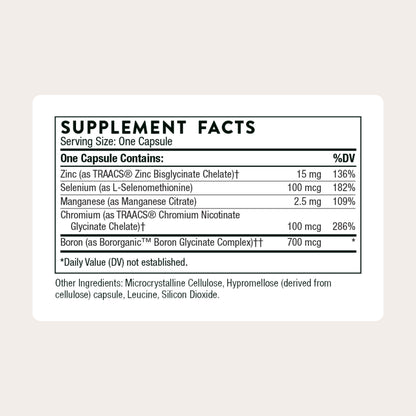 THORNE - Trace Minerals - Optimally Absorbed, Chelated Mineral Supplement with Zinc, Boron, Selenium, Chromium & Manganese - Third-Party Certified THORNE