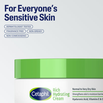 CETAPHIL Rich Hydrating Night Cream For Face, With Hyaluronic Acid, 1.7 oz, Moisturizing Cream For Dry To Very Dry Skin Cetaphil