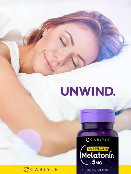 Carlyle Melatonin 5 mg Fast Dissolve 300 Tablets | Berry Flavor | Vegetarian, Non-GMO Supplement Carlyle