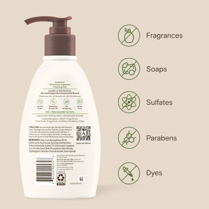 Aveeno Daily Foaming Gel Facial Cleanser, Fragrance Free, 12 fl. oz Aveeno