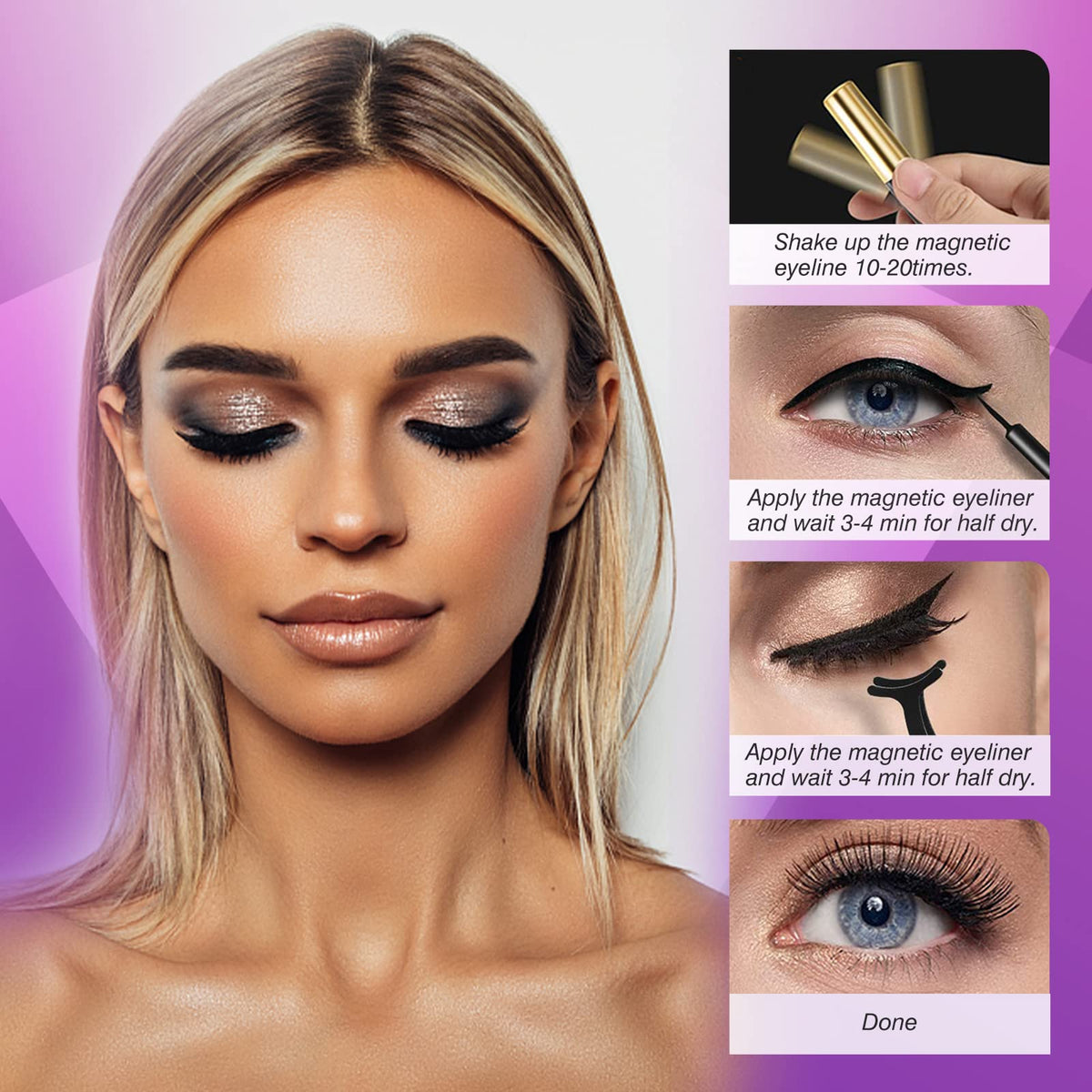 Royaomis 10 Pairs Cat-Eye Magnetic Lashes With Eyeliner, 3D Magnetic Eyelashes Natural Look With Eyeliner, Fake Eyelashes Magnetic royaomis