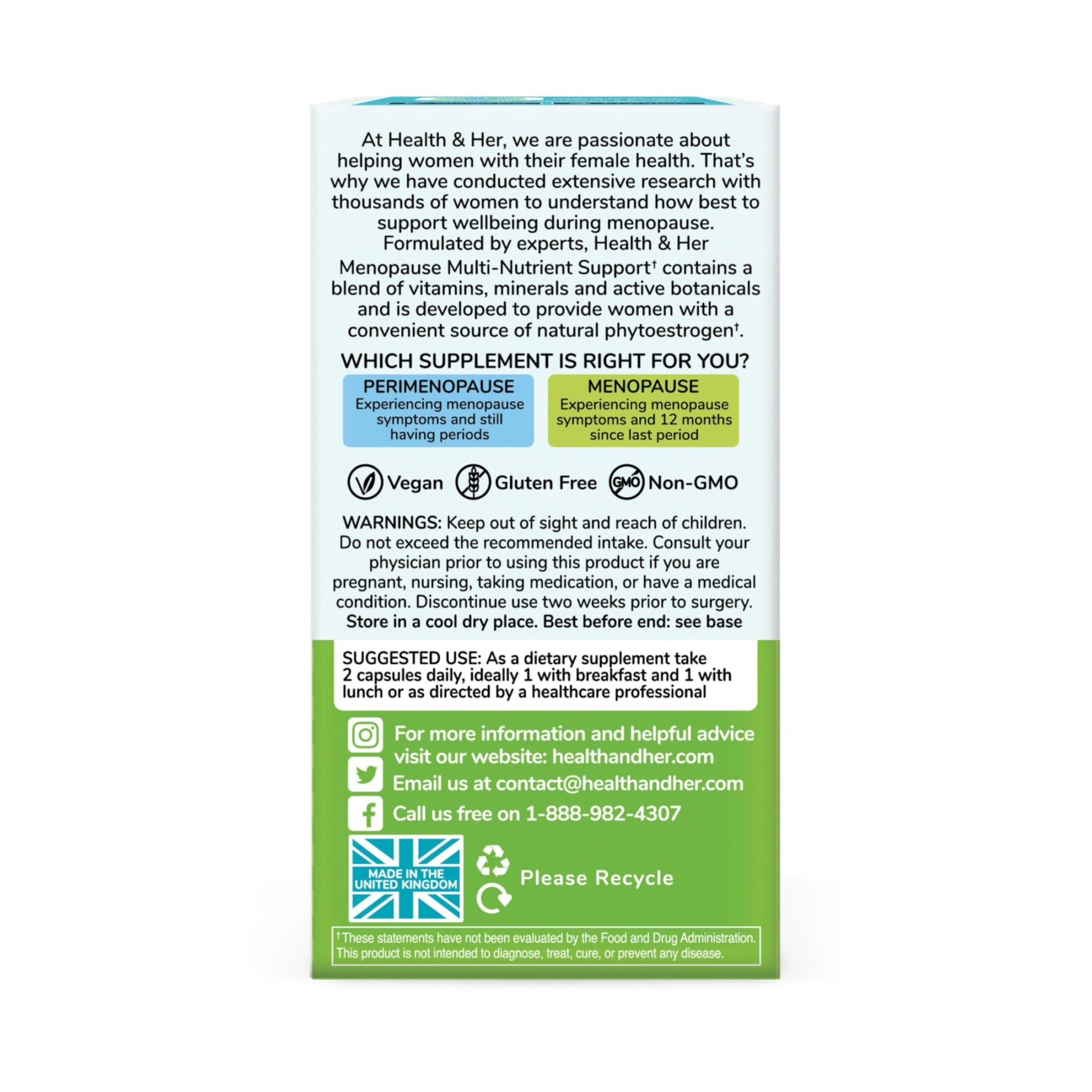 Health & Her Menopause Supplements for Women - Multi-Nutrient Support, Menopause Vitamins for Energy, Bones, Muscles, Skin & Hair, Vegan, Gluten-Free, Non GMO (60ct - 1 Month) Health and Her buy australia supplements