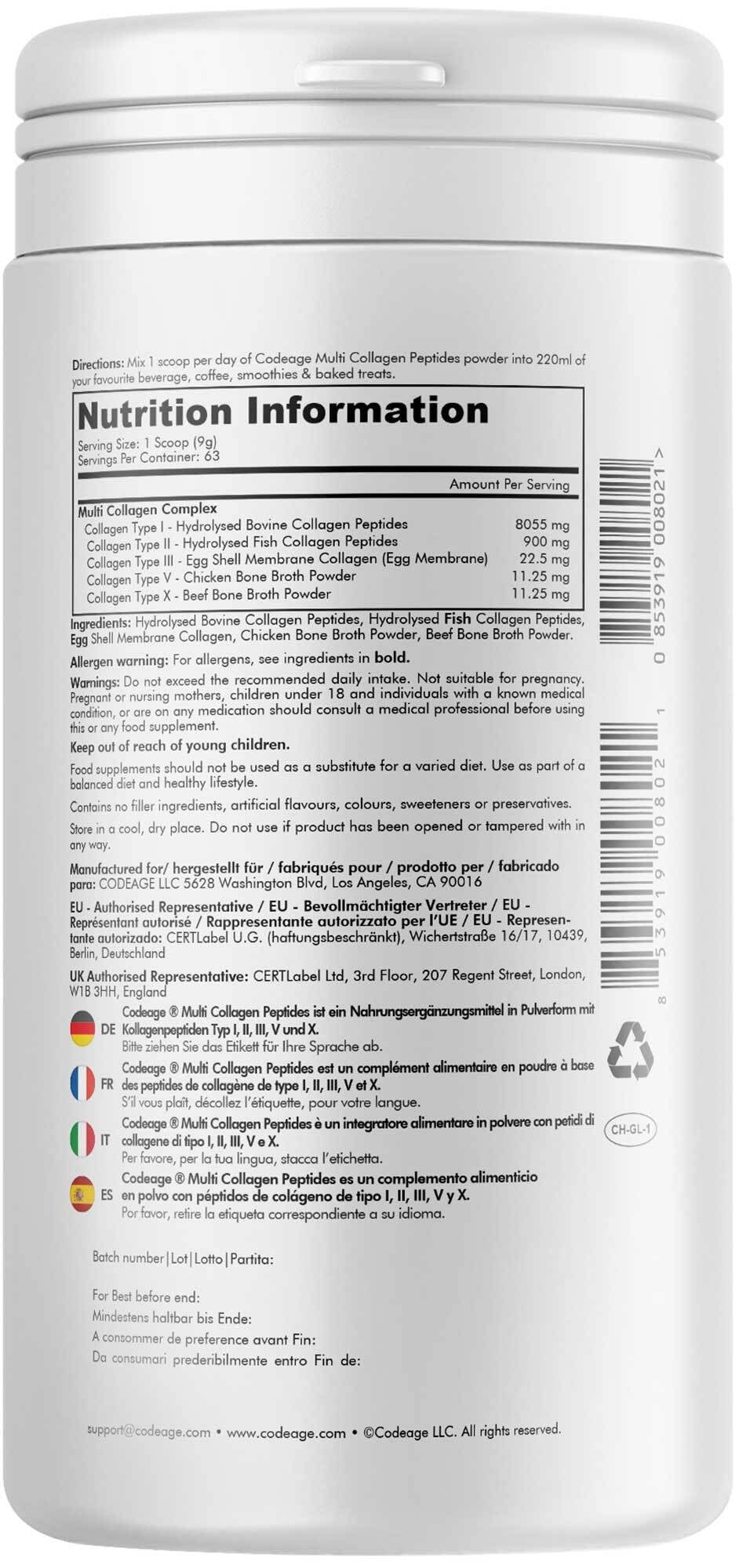 Codeage Multi Collagen Protein Powder Peptides, 2-Month Supply, Hydrolyzed, Type I, II, III, V, X Grass Fed Codeage buy australia supplements
