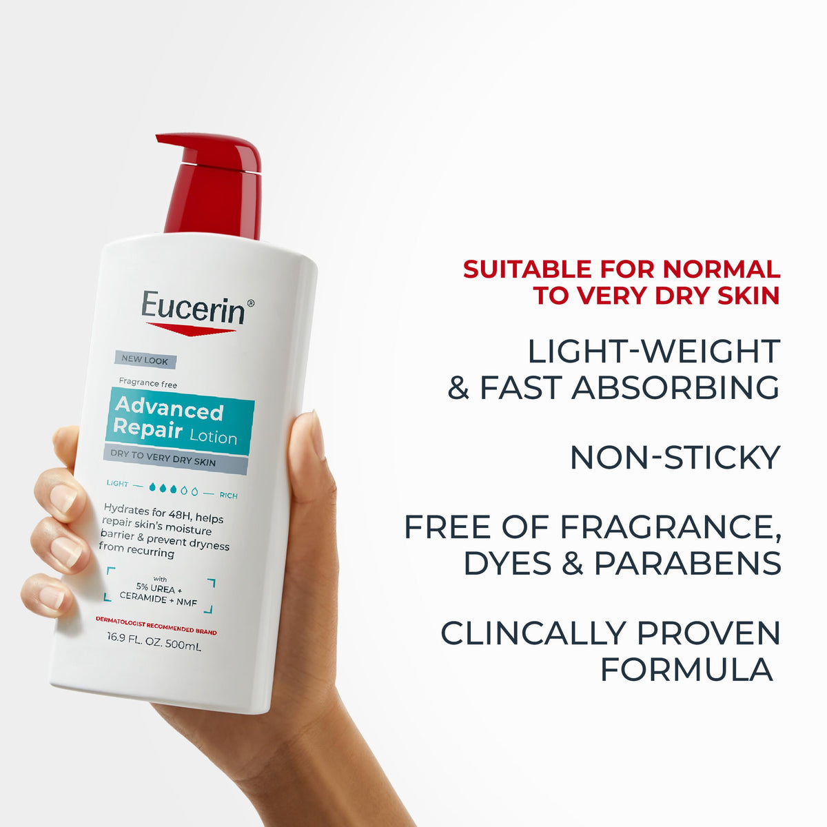 Eucerin Advanced Repair Lotion, Urea Enriched, 16.9 FL OZ Eucerin