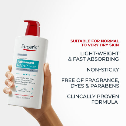 Eucerin Advanced Repair Lotion, Urea Enriched, 16.9 FL OZ Eucerin