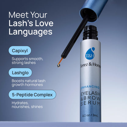 Advanced Eyelash Serum for Thicker, Longer Eyelashes and Eyebrows - Grow Luscious Lashes with Brow Enhancer (3mL) TEREZ & HONOR