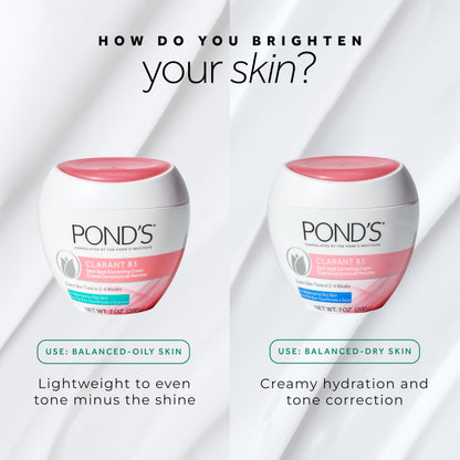 POND’S Clarant B3 Dark Spot Correcting Cream – Daily Moisturizer for Dry Skin – Moisturizing Face Cream with Vitamins B3 & C – Dermatologist Tested, 7 oz, 2 Pack POND'S