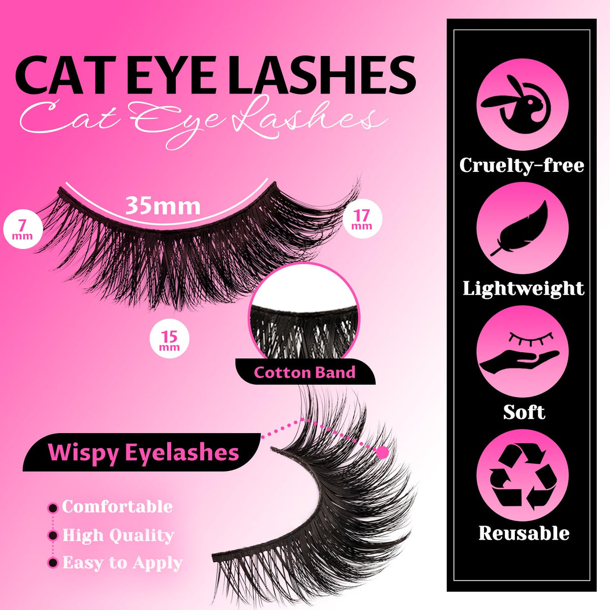 Veleasha Cat Eye Lashes Natural Look Fox False Eyelashes (Charming) Veleasha