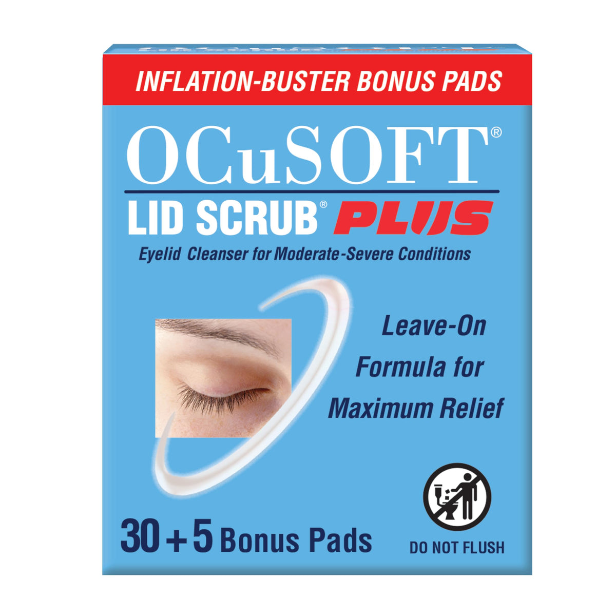 OCuSOFT Lid Scrub Plus Inflation Buster, Pre-Moistened Pads, 30+5 Count OCuSOFT