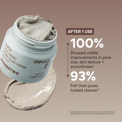 Innisfree Super Volcanic Clay Mask, Premium Korean Skincare with AHA and Natural Clusters for Deep Pore Detox, Gentle Exfoliation, Oil Control innisfree