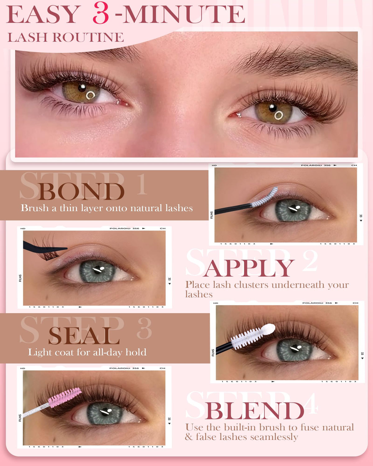 Natural Brown Lash Clusters Kit Wispy Eyelashes Clusters Kit Vanssymunlin