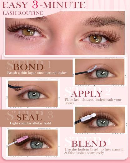 Natural Brown Lash Clusters Kit Wispy Eyelashes Clusters Kit Vanssymunlin