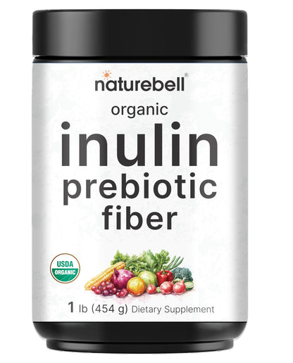 NatureBell Organic Inulin Prebiotic Fiber Powder, 1lb | Natural Chicory Root Source – Easily Mixes with Coffee or Smoothies – Fiber Supplement for Women & Men NatureBell
