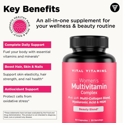 Vital Vitamins Women's Multivitamin 60 ct + Multi Collagen Complex Plus + Gut 90 ct Gsupps Australia