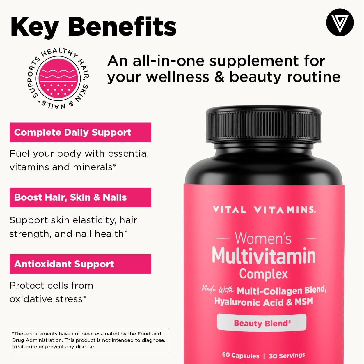 Vital Vitamins Multi Collagen Peptides Powder + Women's Multivitamin Complex Gsupps Australia