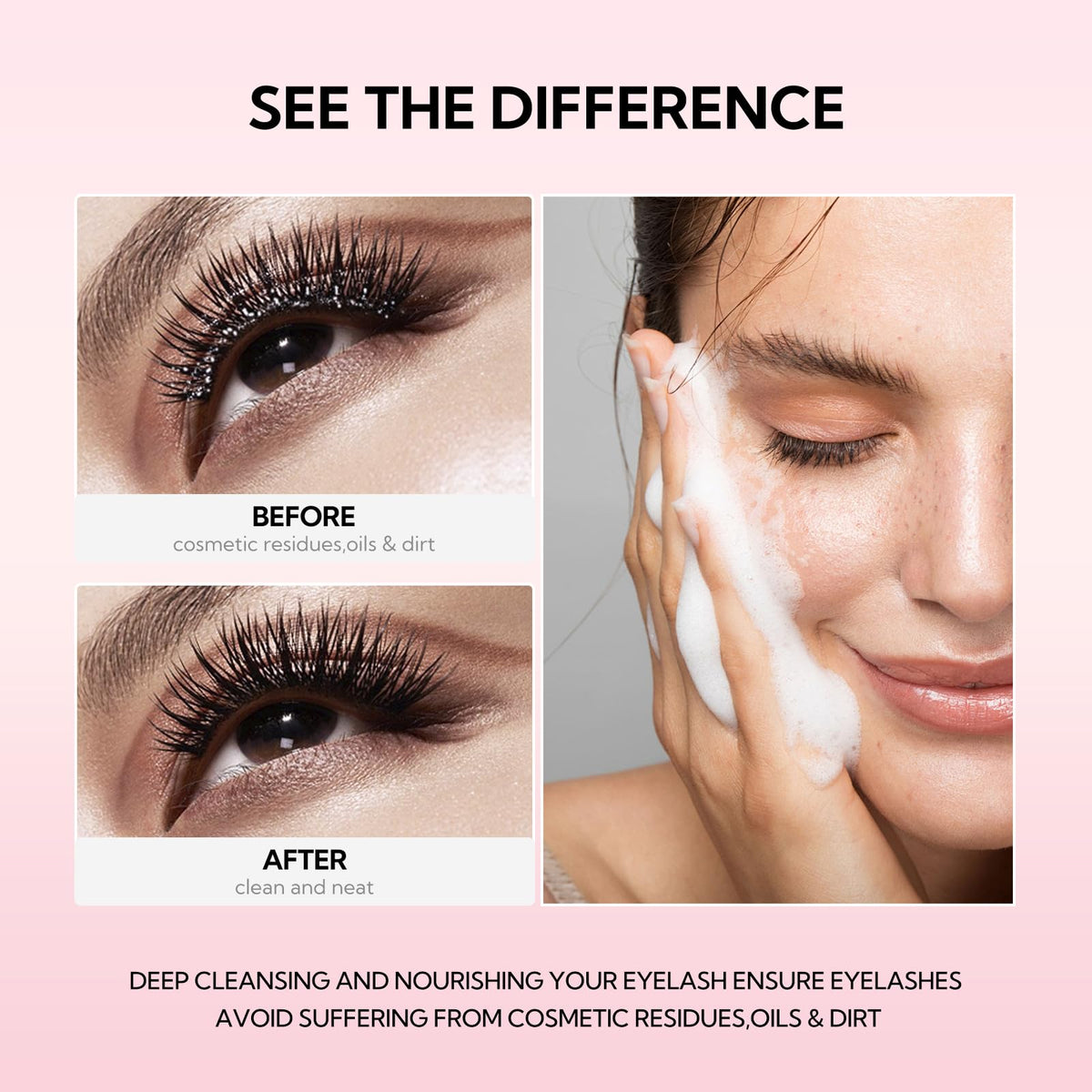 BREYLEE Eyelash Extension Cleanser Shampoo Foam & 2 Brushes, 60ml, 2 fl oz BREYLEE