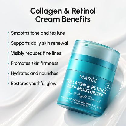 MAREE Face Moisturizer Retinol Cream for Face – Daily Wrinkle Cream for Women – Anti-Aging Face Cream – Facial Moisturizer with Collagen – Crema Hidratante Para la Cara for Skin Tightening MAREE