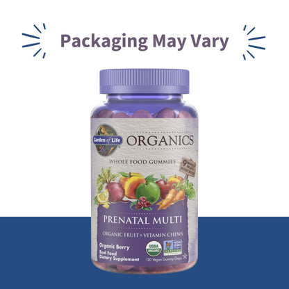 Garden of Life Organics Prenatal Gummies – Prenatal Vitamins for Women with Energy Metabolism Support & Healthy Fetal Development Support Garden of Life