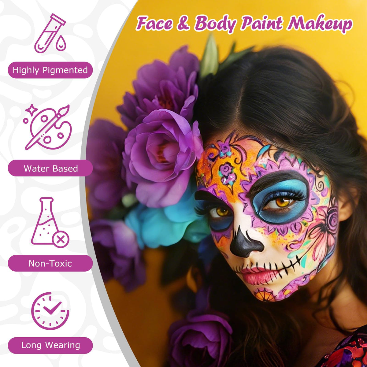 16 Colors Face Body Paint, 10.8 Oz Water Based Painting Set For Adults Vetuslumen